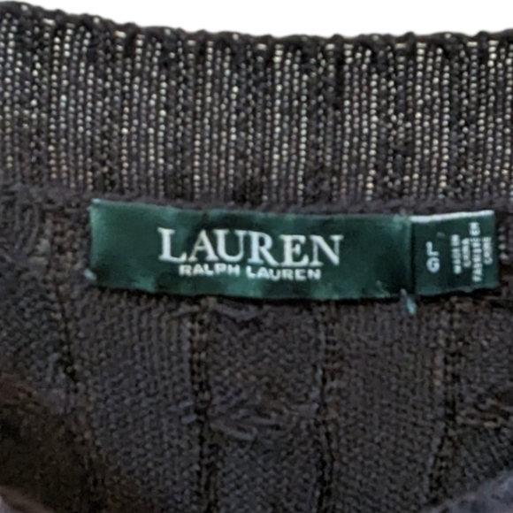 Lauren Ralph Lauren Black & Gold Striped Long Sleeved Boatneck Sweater (L) - Picture 3 of 5